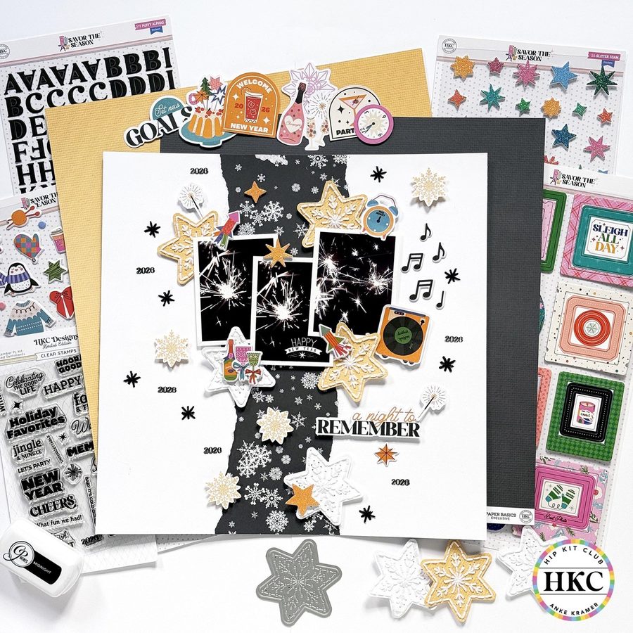 Scrapbook layout: design team layout made with Hip Kit Club kits