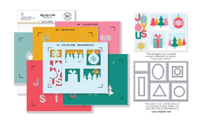 December 2024 Joyous Postage Layering Stencil Set