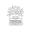 March 2026 Typewriter with Flowers Cut File - JPG Format
